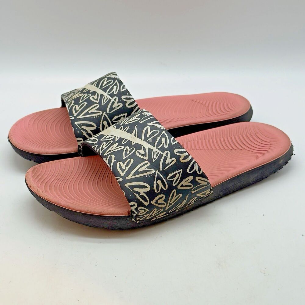 Nike Kawa Heart Doodles Slides Youth 6 - EU 38.5 - Women 7.5 Pink Black White